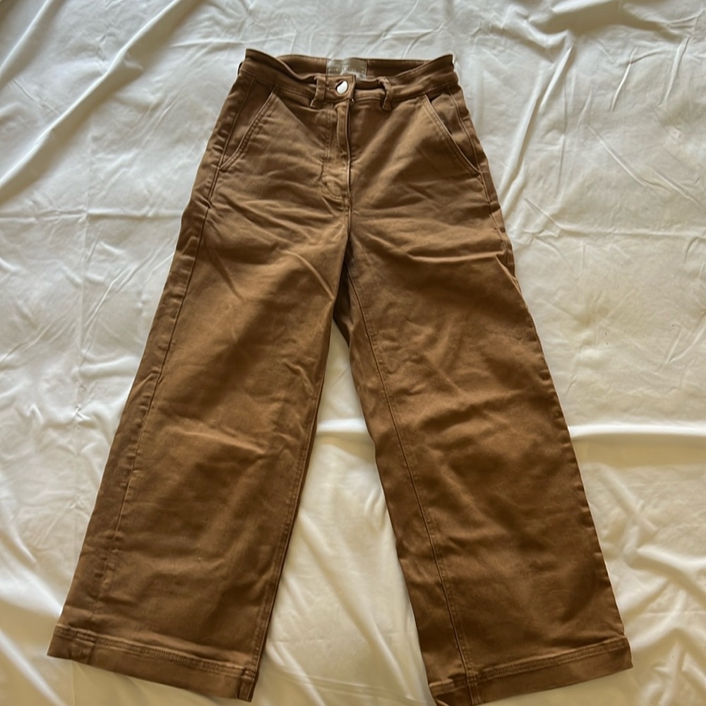 The Wide Leg Crop Pant Sz 00 Short Ochre